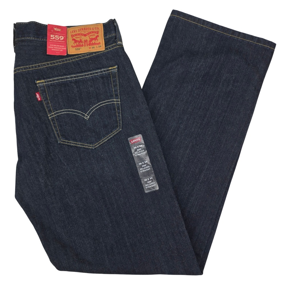Levi's 559 Relaxed Straight Leg Jeans Mens 36x34 Blue Dark Wash Denim New NWT